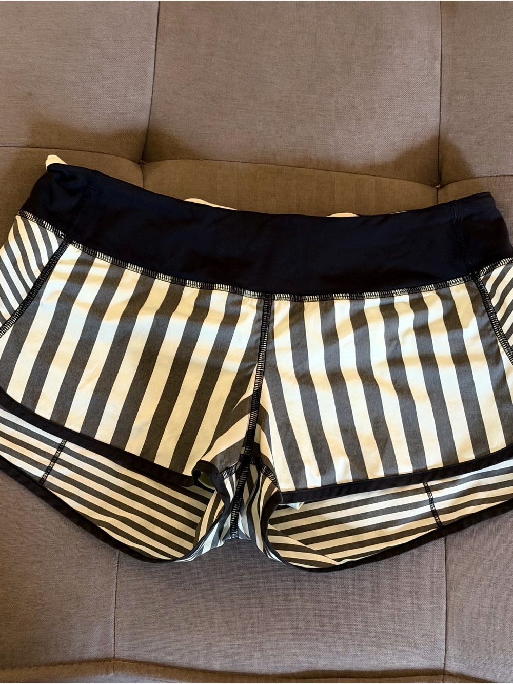 lululemon athletica Black and White Striped Women’s Athletic Shorts